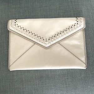 Rebecca Minkoff Cream Leather Envelope Clutch Bag - 7 1/2" X 10 1/2"